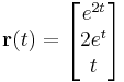 \mathbf{r}(t)=\begin{bmatrix} e^{2t}\\ 2e^t \\ t \end{bmatrix}