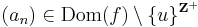 (a_n)\in\mathrm{Dom}(f)\setminus\{u\}^{\mathbf{Z}^+}
