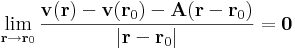 \lim\limits_{\mathbf{r}\to \mathbf{r}_0}\frac{\mathbf{v}(\mathbf{r})-\mathbf{v}(\mathbf{r}_0)-\mathbf{A}(\mathbf{r}-\mathbf{r}_0)}{|\mathbf{r}-\mathbf{r}_0|}=\mathbf{0}