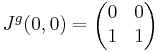 J^g(0,0)=\begin{pmatrix}0 & 0\\
1 & 1\end{pmatrix}