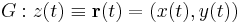 G:z(t)\equiv\mathbf{r}(t)=(x(t),y(t))\,