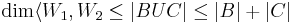 \dim\langle W_1,W_2\leq |BUC|\leq |B|+|C|