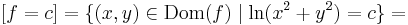 [f=c]=\{(x,y)\in \mathrm{Dom}(f)\mid \ln(x^2+y^2)=c\}=