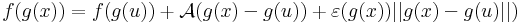 f(g(x))=f(g(u))+\mathcal{A}(g(x)-g(u))+\varepsilon(g(x))||g(x)-g(u)||)