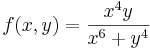 f(x,y)=\frac{x^4y}{x^6+y^4}